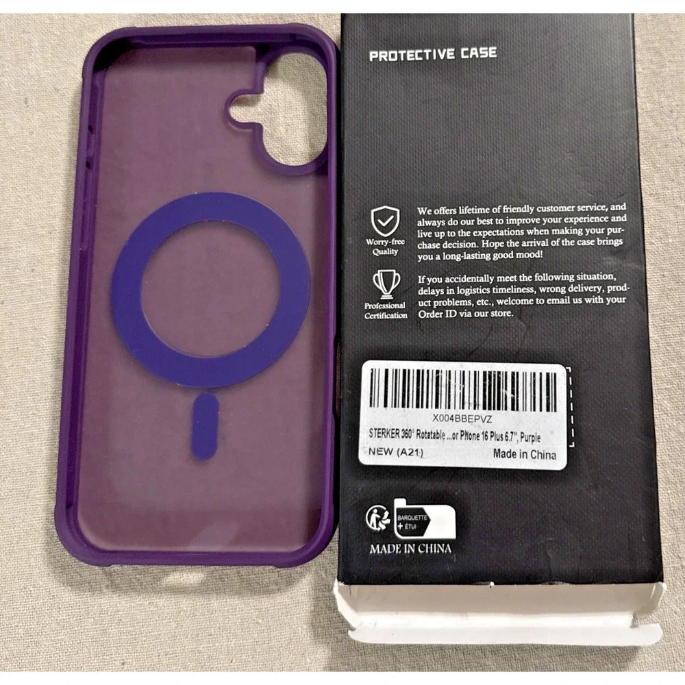 Pro Case protective‎ case with ring for stand iPhone 16 Plus  purple